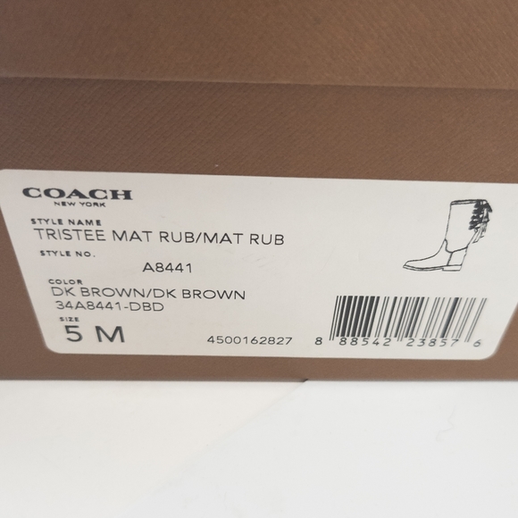 Coach Tristee Matte Rubber Rain Boots Buck Brown -5 - Picture 5 of 5